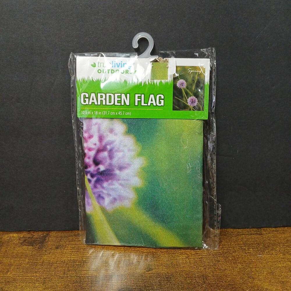 True Living Outdoor Garden Flag Spring w/ Purple Flowers- NEW